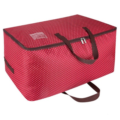 DOKEHOM 105L Large Underbed Clothes Storage Bag with Zip, Moisture proof (Red)