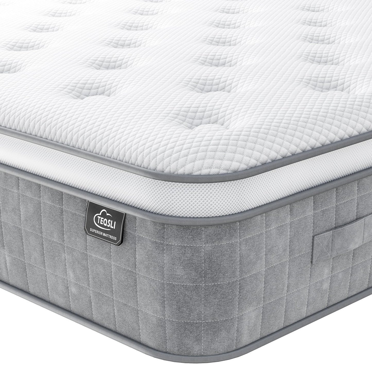 TeQsli 10 Inch 7-Zone Double Mattress, 4FT6 Memory Foam & Pocket Sprung Hybrid Double Mattress for Pressure & Back Pain Relief – Medium Firm