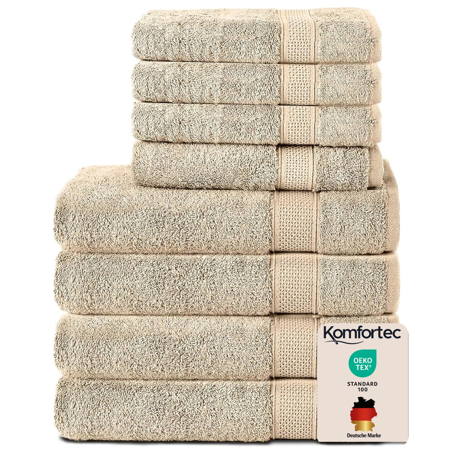 Komfortec 4X towels 50x100 cm and 4X shower towels 70x140 cm set | Terrycloth Bath Towel & Hand Towel Set Large | 100% cotton - soft | Quick drying