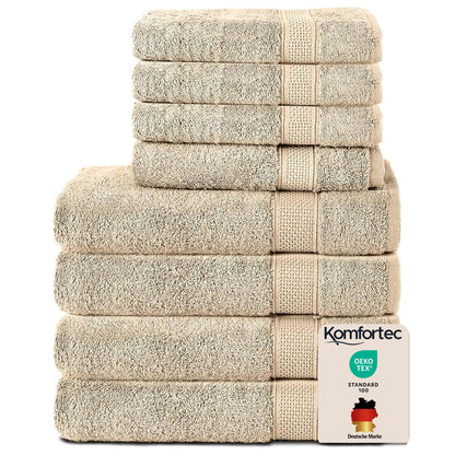 Komfortec 4X towels 50x100 cm and 4X shower towels 70x140 cm set | Terrycloth Bath Towel & Hand Towel Set Large | 100% cotton - soft | Quick drying