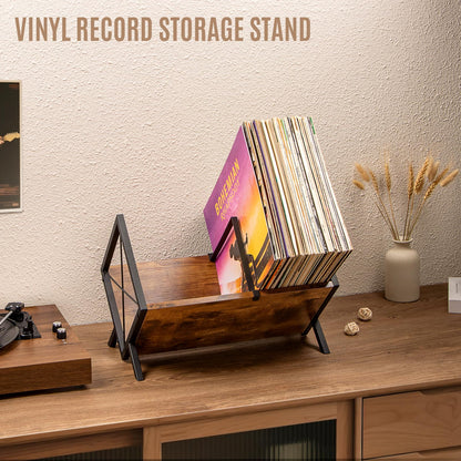 PUERSI Vinyl Record Storage Rack, 1 Tier 80 LP Record Storage Holder
