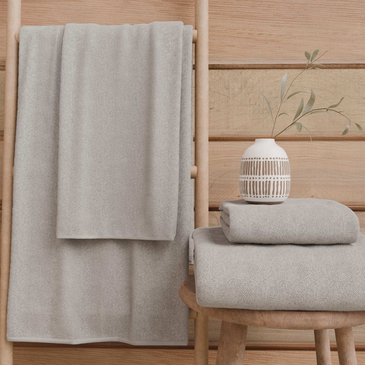 PETTI Artigiani Italiani - 100% Cotton Terry Bath Towels, 2+2 Towel Set, 4 Pieces 2 Face Towels and 2 Hand Towels, Light Grey Towels