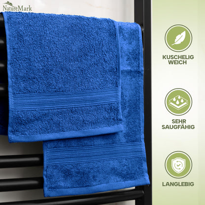 NatureMark Pack of 12 Guest Towels, 30 x 50 cm, 100% Cotton, Royal Blue