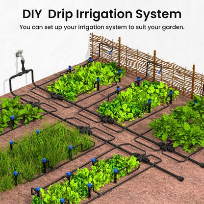 MIXC 230FT Quick-Connect Drip Irrigation System Kit, Automatic Garden Watering System with 1/4" & 1/2" Fast-Lock Tubing - Adjustable Nozzles &