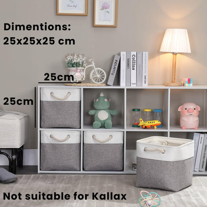 Mangata 25x25x25cm Cube Storage Boxes 3Pcs Gray White Foldable Baskets