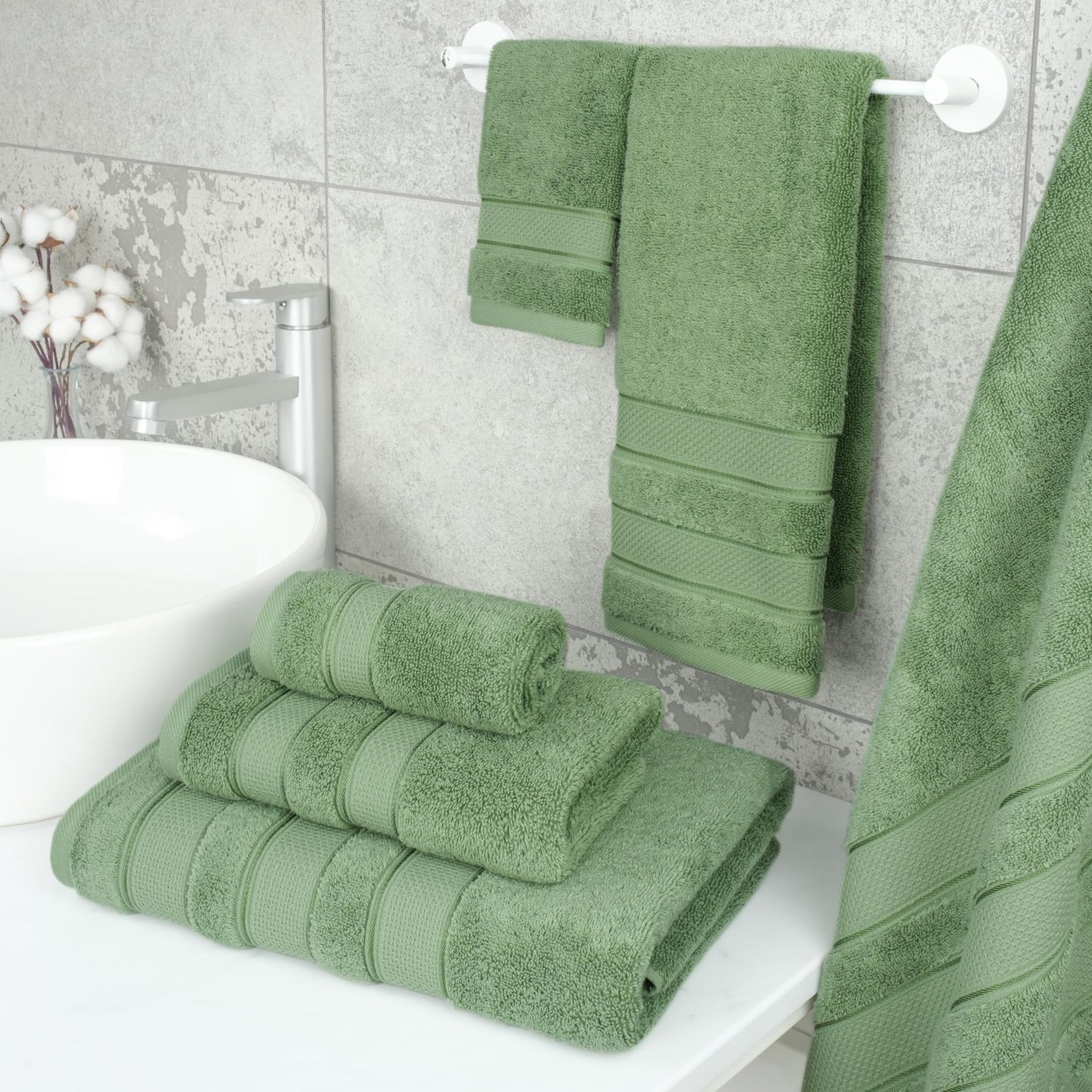 American Soft Linen Salem Bath Towel Set, 6 Piece Towels for Bathroom, 100% Turkish Combed Zero Twist Cotton