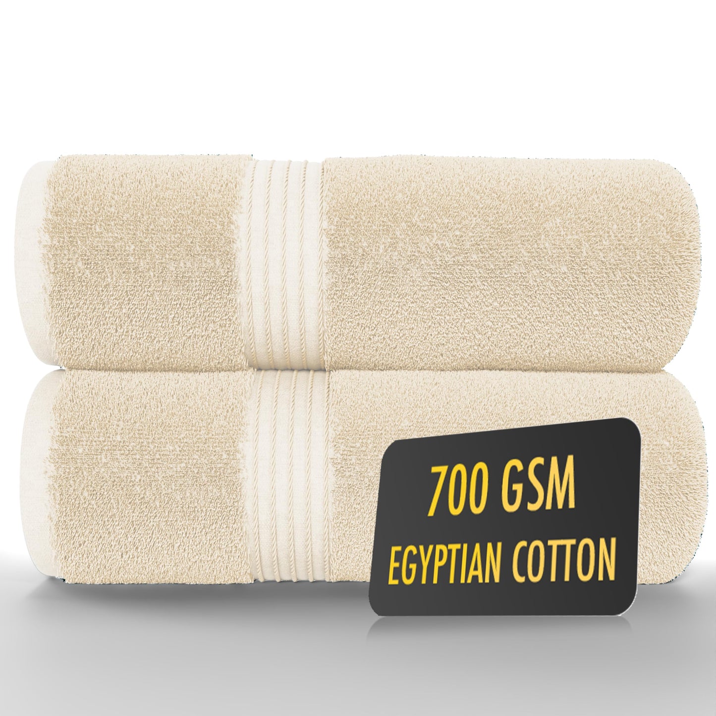 ALSAP Butter Cream Bath Towels Set Of 2 (130x70cm) ? 700 GSM Super Absorbent Egyptian Cotton Bath Sheets ? Hotel Quality Quick Dry Bathroom Towels for