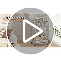 JIUYOTREE 4-Tier Plastic Rolling Storage Cart Utility Cart with Extra Hanging Cups Handles Lockable Wheels for Living Room Bathroom Kitchen Office White