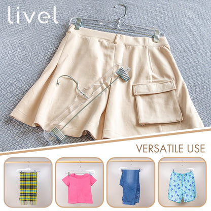 Premium Skirt and Trouser Hangers with Clips - Set of 12| Versatile Organization for Your Wardrobe | Space-Saving Design | Durable Plastic and Stylish