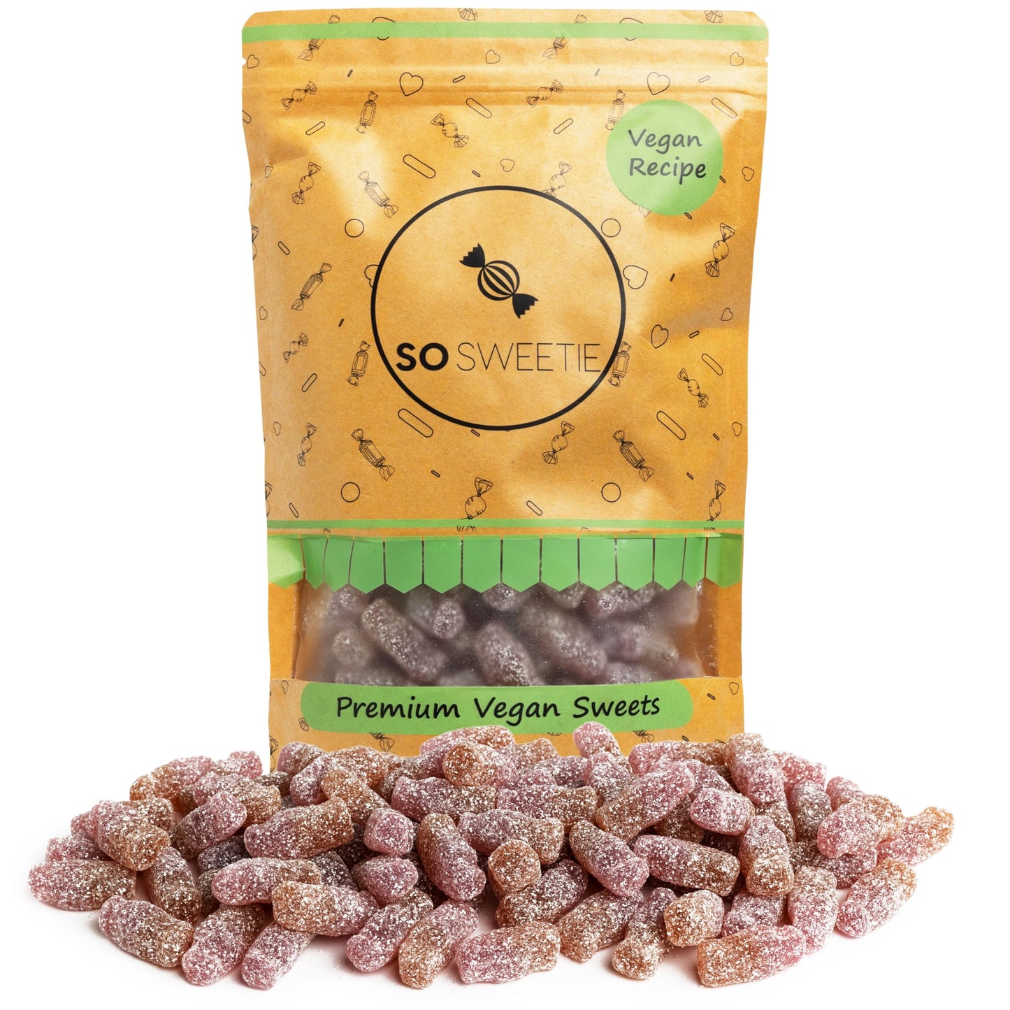 SoSweetie Vegan Fizzy Cherry Cola Bottles ? Gelatine-Free Cherry & Cola Flavour Gummies in Resealable Pouch ? Tangy Fizzy Pick & Mix Sweets for Kids,