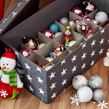 LOVE IT STORE IT Storage Box for Christmas Baubles - Box for Fabric Christmas Tree Decorations - Reinforced with Cardboard - 30 Compartments