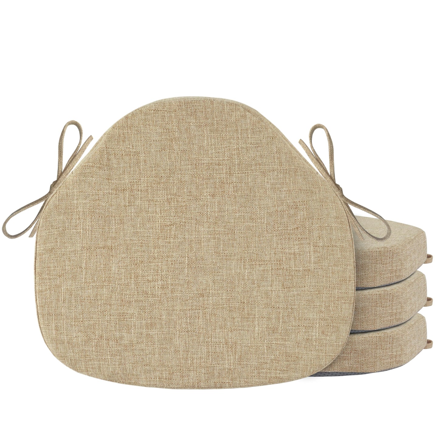 OVOV Chair Cushions for Dining Chairs Set of 4 Windsor Seat Cushion for Kitchen Room Chair Thick Textured Chair Pads with Ties and Non-Slip