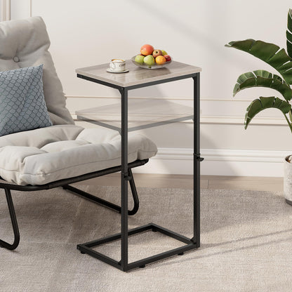 Vagusicc C-Shaped Side Table, Adjustable Height 45-85cm Sofa Side Tables, Small Side Table for Small Spaces