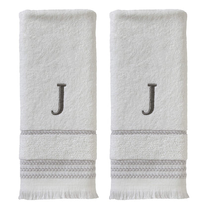 SKL Home Hand Towel Set, J, Cotton, White, 16x26