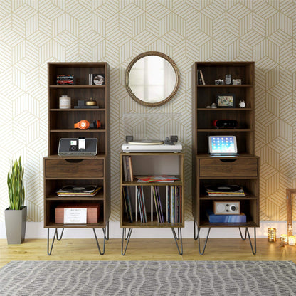 Ameriwood Harmony Turntable Stand, Wood Look Brown, 53 x 46 x 87cm (W x D x H)