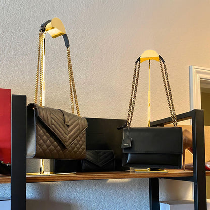 Royxen 3 Pack Handbag Rack Stainless Steel with Adjustable Height, Purse Display Stand Gold