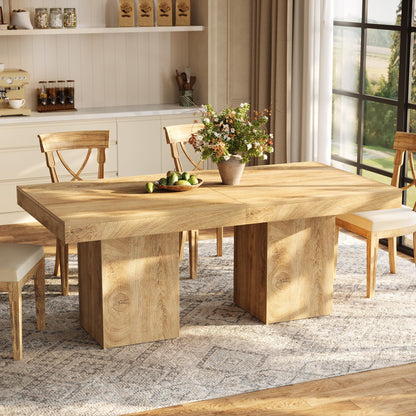 Tribesigns Square Dining Table for 4, 100 cm Farmhouse Small Kitchen Dinner Table with Sturdy Pedestal Base