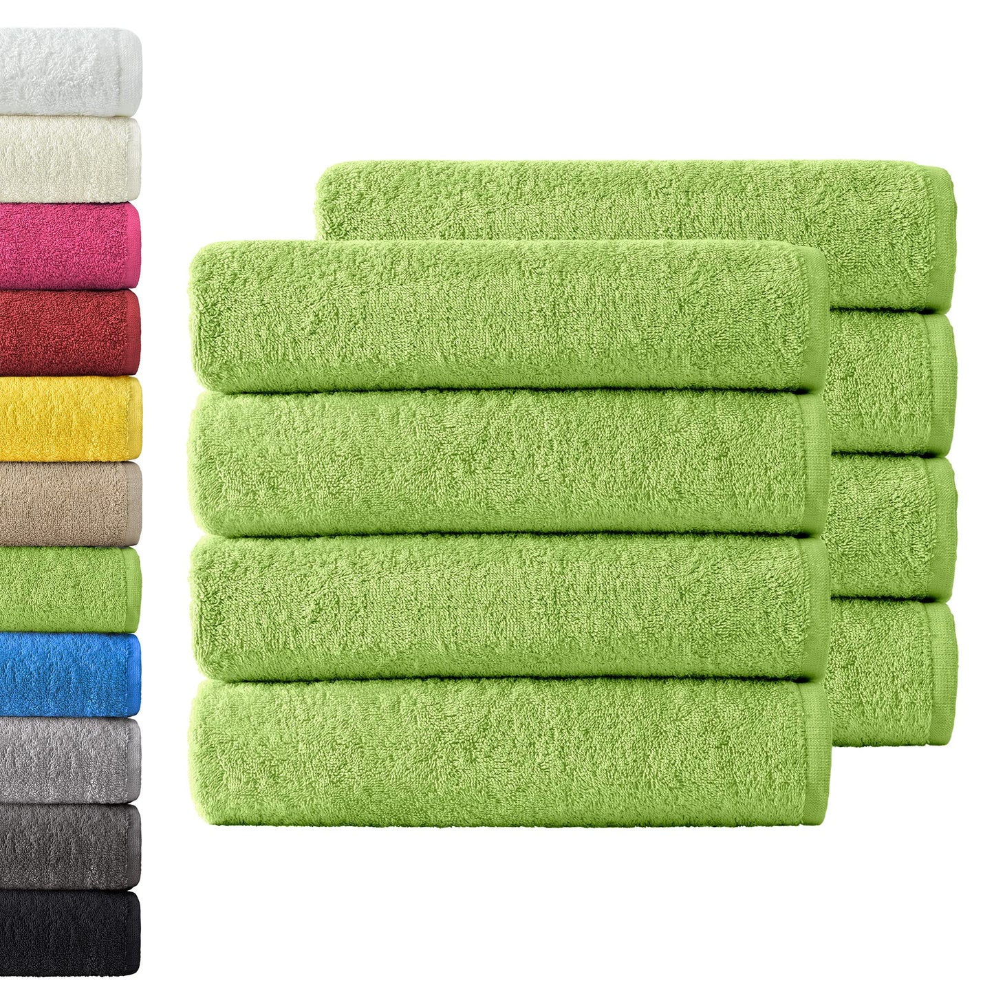 NatureMark 8 Hand Towels, Apple Green, Pack of 8-50 x 100 cm