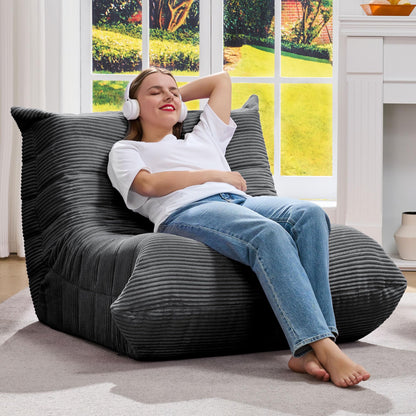 Hobestluk Bean Bag Chairs for Adults Giant Bean Bag Chair Memory Foam BeanBag Chair Togo Sofa Chair with Filler Faux Fur Fireside Beanbags Lazy Sofa