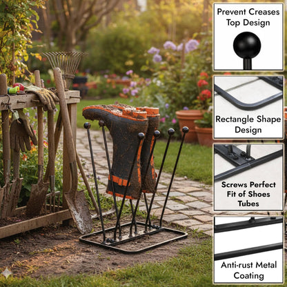 ARSUK Welly Boot Rack - Metal Wellington Boots Stand Outdoor, Cast Iron and Rustproof Wellies Storage Racks & Holder - 2 Pair & 4 Pair Boot Rack