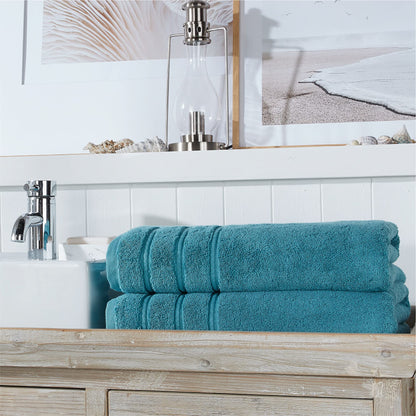 Christy Antalya Large Bath Sheets | Set of 2 | 100% Turkish Cotton | 600GSM | Soft Plush Luxury Bath Towels | 90cm x 150cm | Quick Dry | Jade Teal