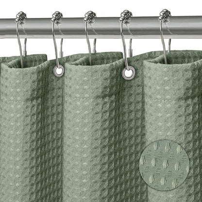 KAIMEIYU Shower Curtain Polyester Bath Curtains Heavy Duty with 12 Metal Hooks Bathroom Curtain Washable Waterproof for Bathtub and Bathroom 180 x