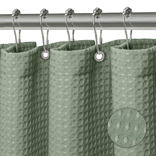 KAIMEIYU Shower Curtain Polyester Bath Curtains Heavy Duty with 12 Metal Hooks Bathroom Curtain Washable Waterproof for Bathtub and Bathroom 180 x