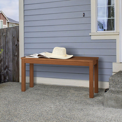 Furinno Hardwood Promo Backless Bench in Teak Oil, Wood, Natural, 99.82 (W) x 46.99 (H) x 30.23 (D) cm