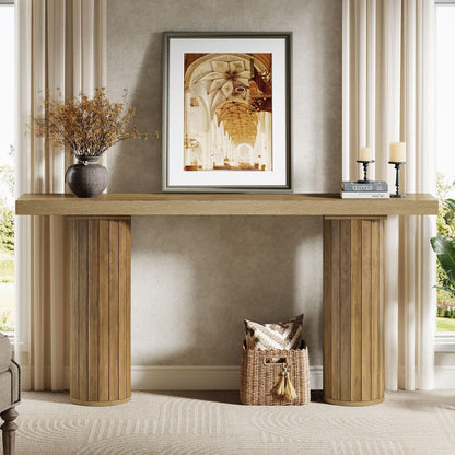 Tribesigns 160 cm Extra Long Console Table, Rectangular Foyer Table, Wooden Sofa Table Behind Couch, Farmhouse Wooden Entrance Table for Living Room