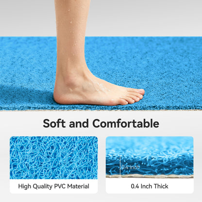 Asvin Soft Textured Bath, Shower, Tub Mat, 47x16 Inch, Phthalate Free, Non Slip Comfort Bathtub Mats with Drain
