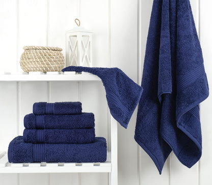Cotton Paradise 6 Piece Towel Set, 100% Turkish Cotton Soft Absorbent Towels for Bathroom, 2 Bath Towels 2 Hand Towels 2 Washcloths, Navy Blue