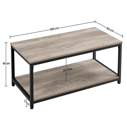 Yaheetech Coffee Table Industrial 100x50x45cm, Grey