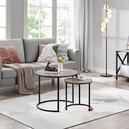 Yaheetech Round Nesting Coffee Tables Set of 2, Grey Wood Effect