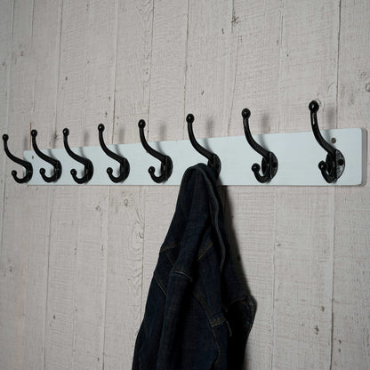 WEBI Rustic Coat Rack Wall Mount,5 Cast Iron Coat Hooks Wall Mounted,Heavy Duty Wall Coat Hanger Hooks for Hanging Coats,Clothes,Black on White,2