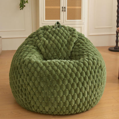 XeGe 3D Bubble Fluffy Faux Rabbit Fur Bean Bag Cover(No Filler), Sage Green