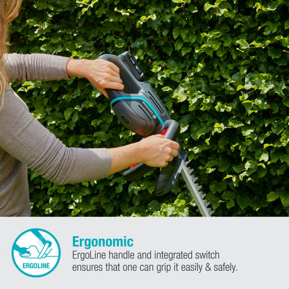 Gardena Battery Hedge Trimmer ComfortCut 50/18V-P4A Without Battery: Hedge Trimmer with Ergonomic Handle and Impact Protection, Light in Weight for