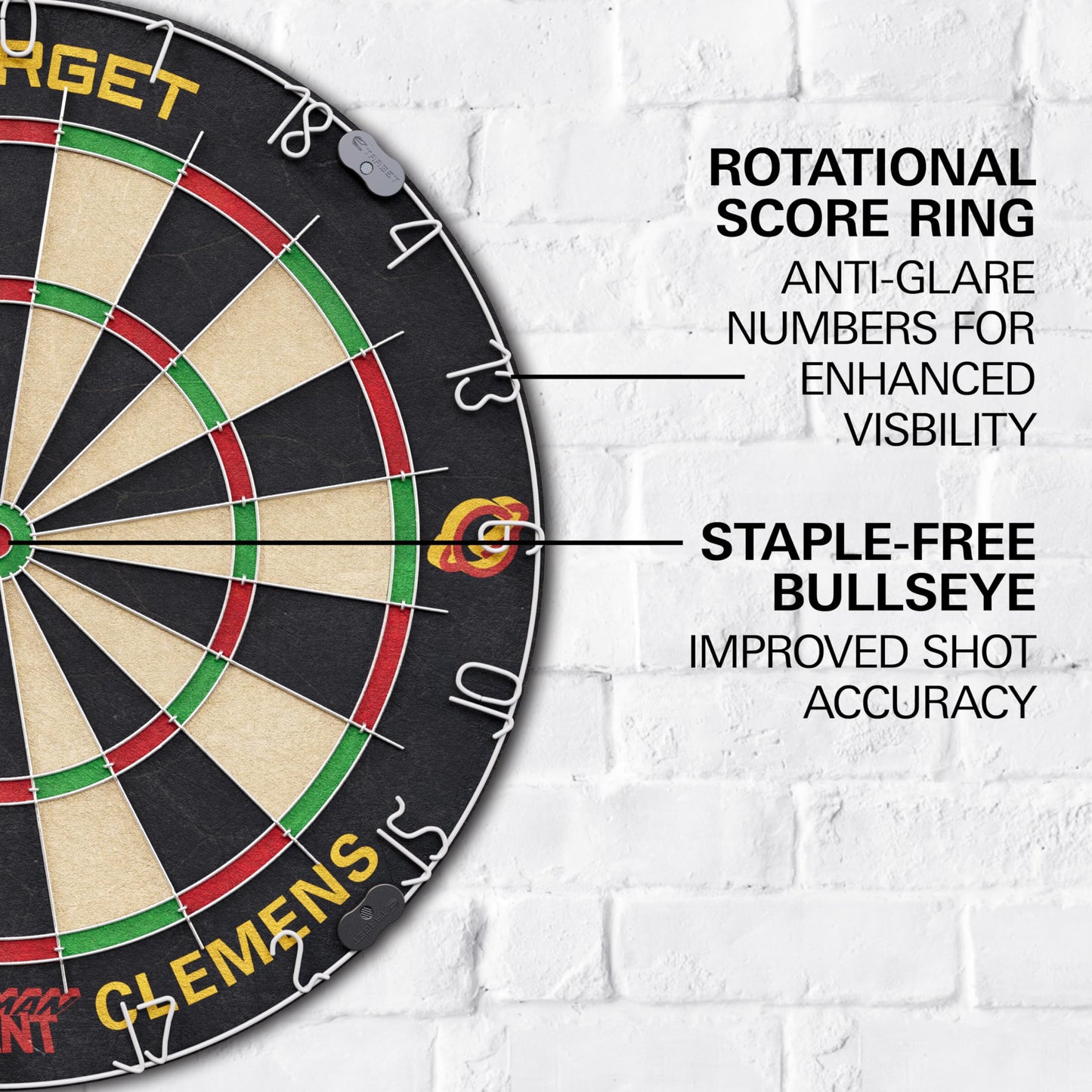Target Darts Gabriel Clemens Dartboard Set | Player Edition Dart Board Set with 2 Sets of Steel Tip Darts, Competition Standard Throw Line |