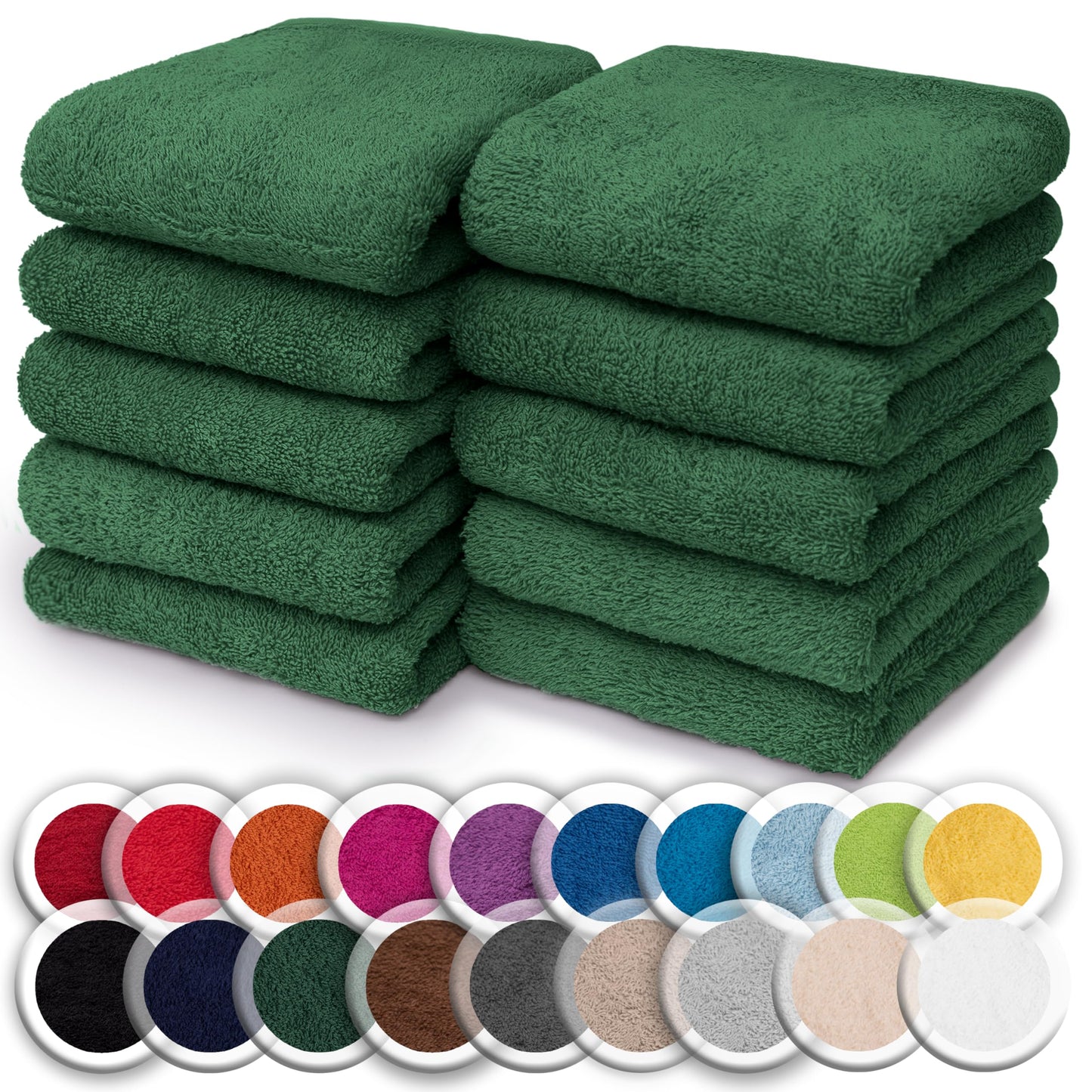 NatureMark Set of 10 Washcloths Made of 100% Cotton - Soft and Absorbent Face and Hand Towels - Practical for Bathroom and Kitchen - 30 x 30 cm