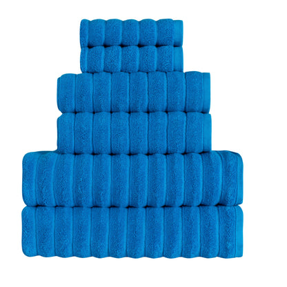 BERIBO Cloud Turkish Towels 100% Cotton - Set of 6-620gsm (French Blue)