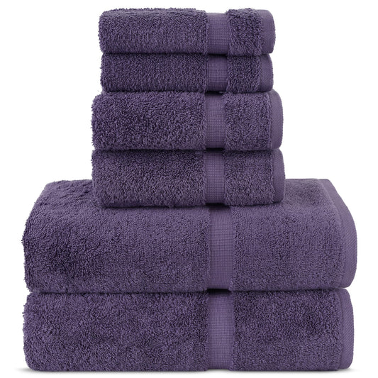 Chakir Turkish Linens Luxury Spa and Hotel Quality Premium Turkish Cotton 6-Piece Towel Set (2 x Bath Towels, 2 x Hand Towels, 2 x Washcloths)