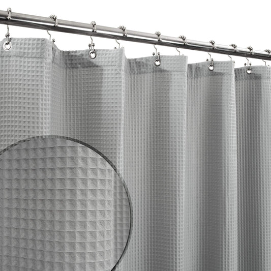 Barossa Design Long Shower Curtain 78" Height - Honeycomb Waffle Weave & Cotton Blend, Hotel Luxury & Spa, Heavy Weight Fabric, Washable - Lake Wanaka