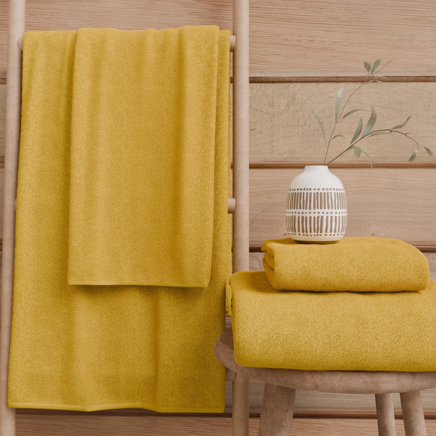 PETTI Artigiani Italiani - 100% Cotton Terry Bath Towels, 1+1 Towel Set, 2 Pieces 1 Face Towel and 1 Hand Towel, Yellow Towels
