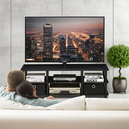 Furinno Econ TV Entertainment Center with Storage Bins, Espresso/Black