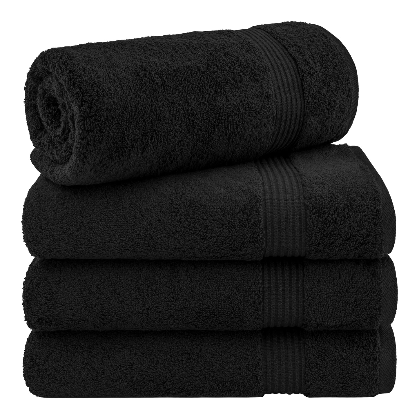 Cotton Paradise 4 Piece Turkish Bath Towels for Bathroom, 100% Cotton Extra Large Soft Plush Towels Bathroom Set, Black