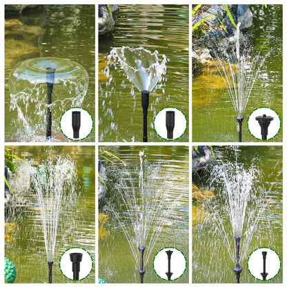 AMZtime 20W Solar Water Fountain, Upgraded solar powered water fountain for DIY Water Feature, Solar Fountain Pump with 6 Nozzles for Bird Bath, Pond,
