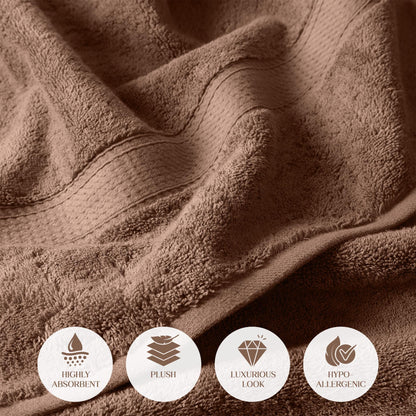 Superior 900 Gram 100% Premium Long-Staple Combed Cotton 3-Piece Towel Set, Chocolate