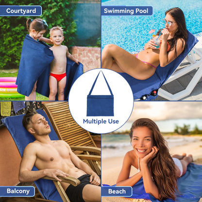Kato Tirrinia Sandproof Beach Chair Towel Cover with Side Pockets, 198×79cm Extra Large Microfiber Beach Towel