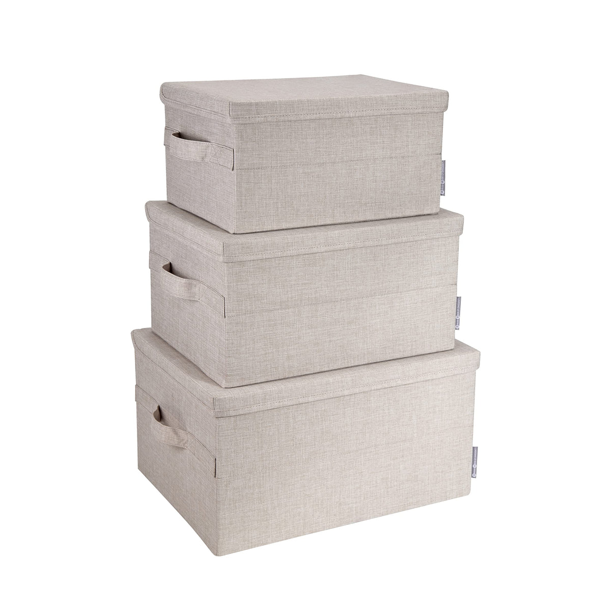 Bigso Box of Sweden Small Storage Box with Lid and Handle - Fabric Storage Box Made of Polyester and Cardboard in Linen Look