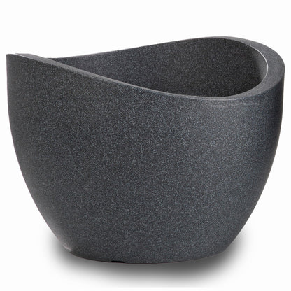 Scheurich Wave Globe, Planter made of Plastic, Black-Granite, 40 cm diameter, 30 cm height, 19 l Vol.