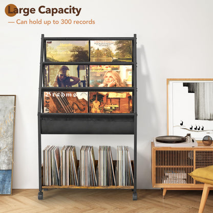 Bikoney 3-Tier Vinyl Record Storage with Display Shelf - Bigger Storage